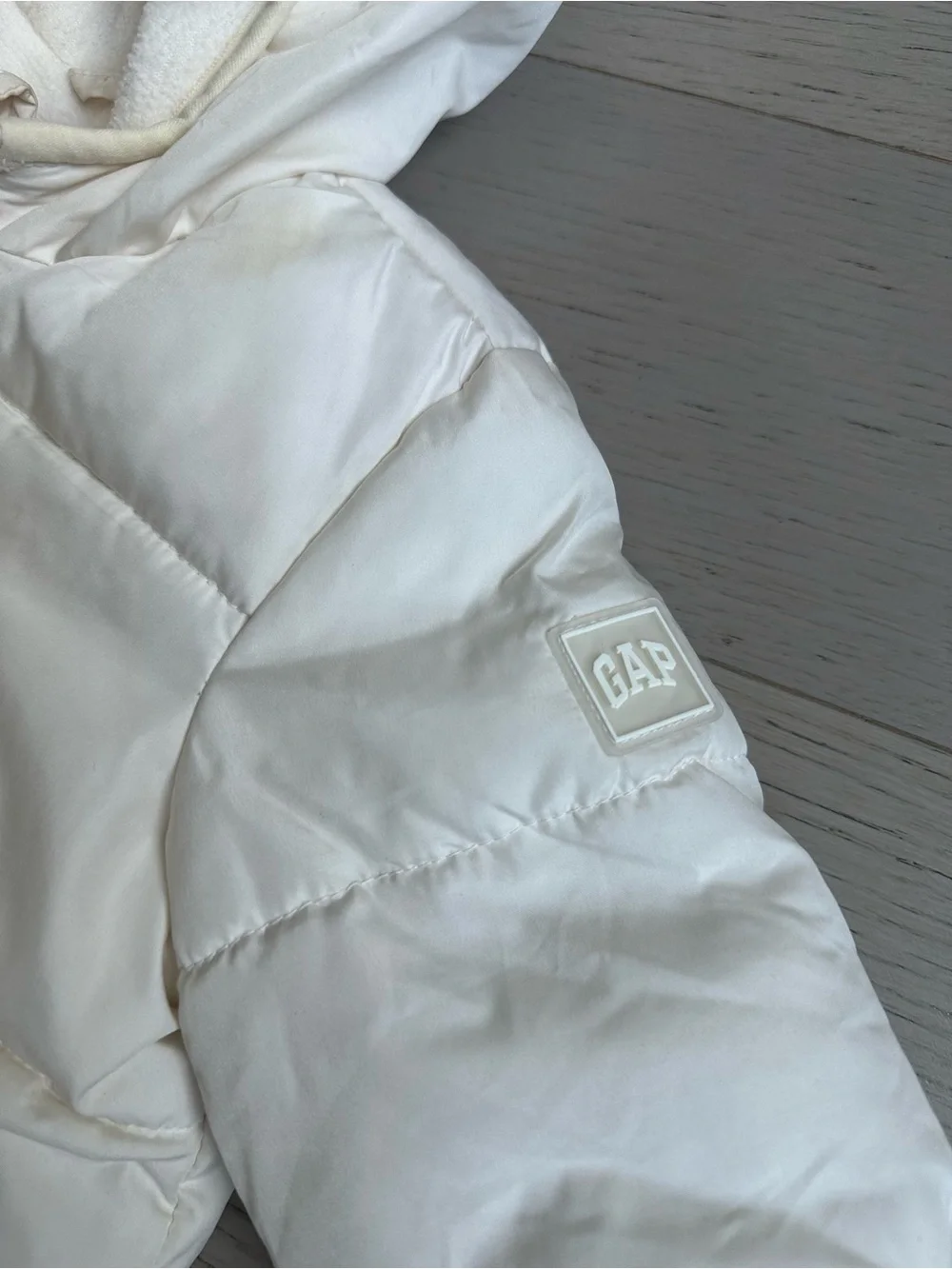 GAP Baby Cream Hooded Puffer Jacket